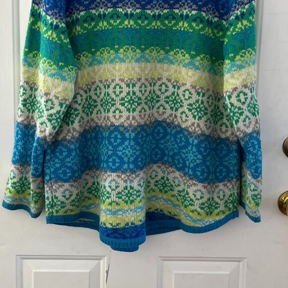 J.Jill Woman Green Wool/Angora/Acrylic Fair Isle Nordic Pull-Over Sweater Sz XL - Picture 4 of 7